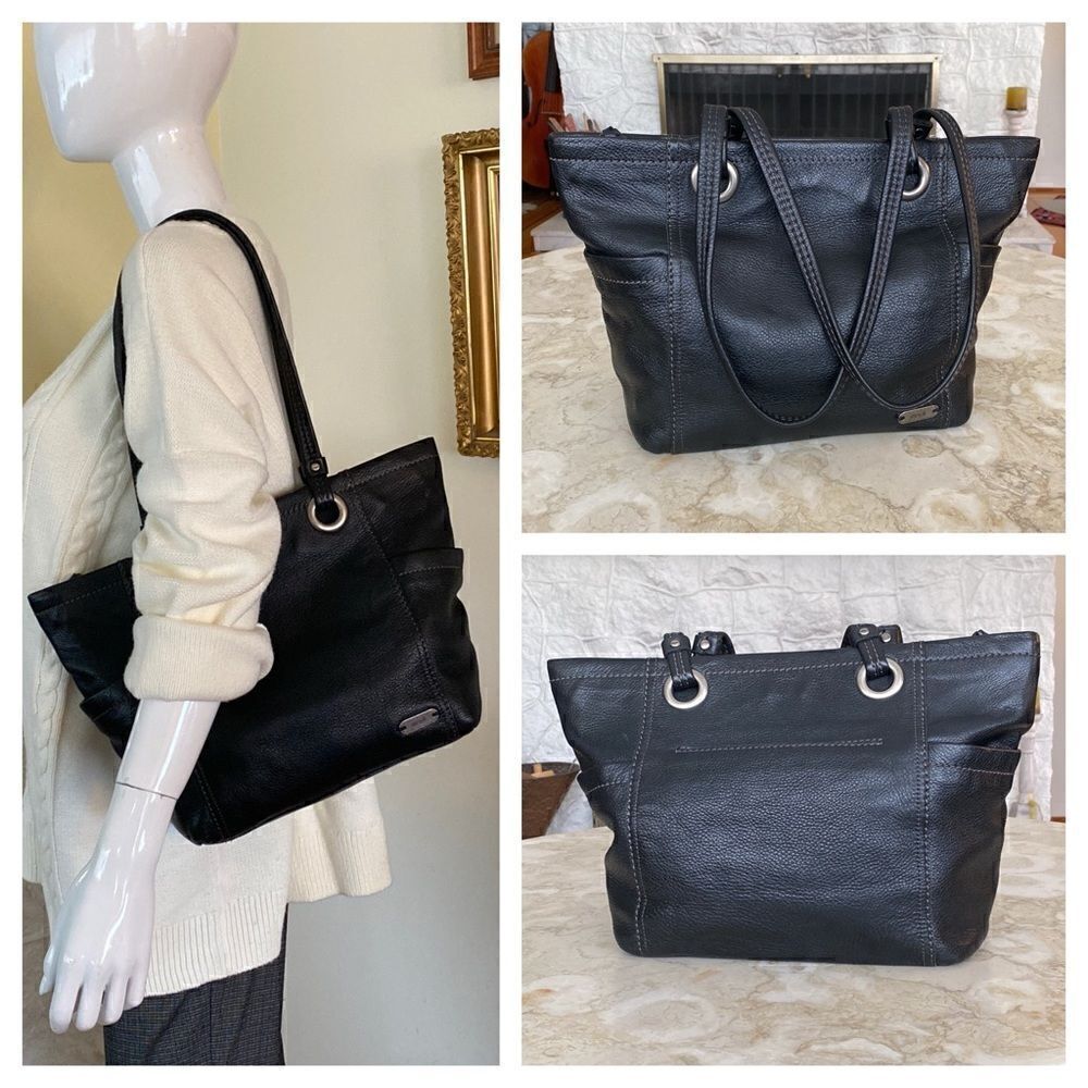 The Sak Black Leather Tote Bag